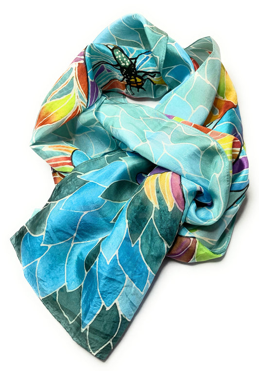 BLUE DRAGONFLY Silk Scarf