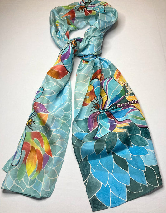 BLUE DRAGONFLY Silk Scarf